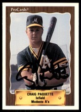 1990 Chong Modesto A's Craig Paquette Signed IP AUTO #22