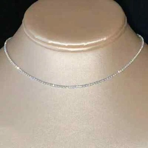 12Ct 3mm Lab-Created Diamond Women's 18''Tennis Necklace 14K White Gold Plated - Picture 1 of 3