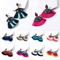 Eyes Charm Big Evil Dangle Boho Tassels Statement Crystal Earrings Women Jewelry