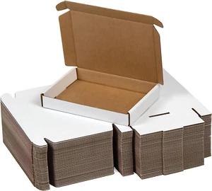 50 Pack 7x5x1 Inches Small Shipping Boxes White Corrugated 7x5x1 - Picture 1 of 5