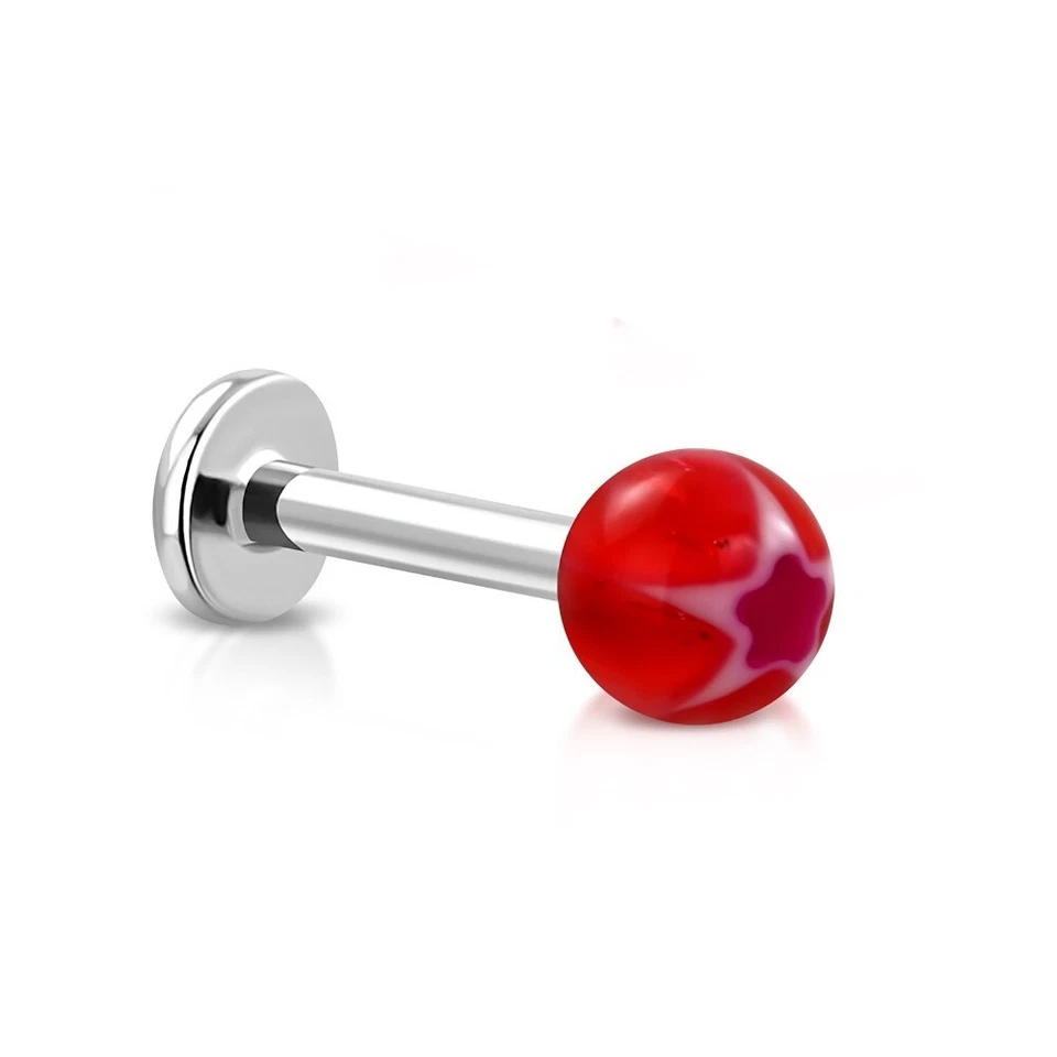 Edelstahl Piercing Labret Lippen G-1.6mm Acryl  Stainless steel y-inz527 - Bild 1 von 1