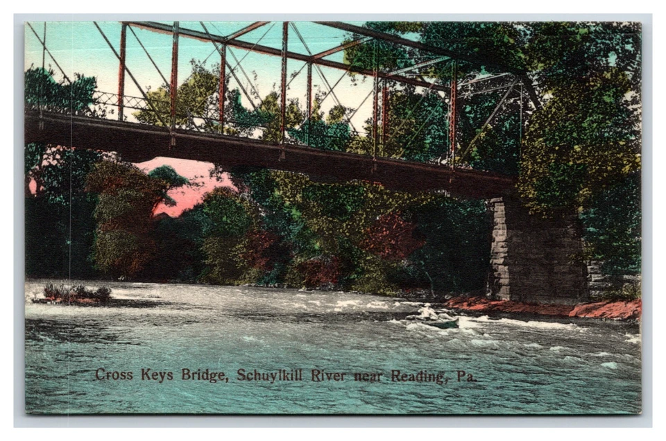 Cross Keys Bridge Schuykill River Reading Pennsylvana PA UNP DB Postal T2 Foto 1 de 2