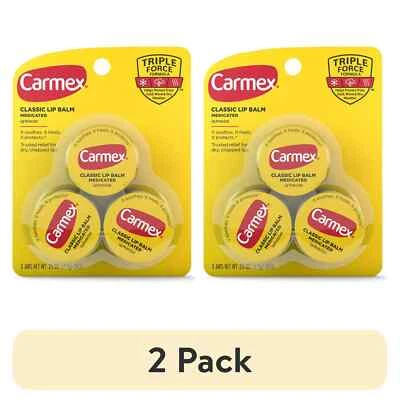 (Paquete de 2) Tarro de bálsamo labial medicado clásico Carmex 3 unidades cada uno - humedad de larga duración Foto 1 de 4