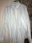 Lacoste Mens Button Front Shirt Size 45 LARGE Striped Long Sleeve ITALIAN