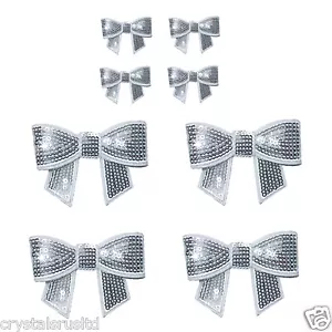 8 x kids Sequin bows Embroidery iron on fabric patches princess bow transfer - Picture 1 of 8