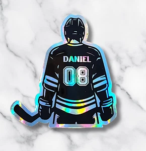 Custom Holographic Hockey Sticker Name & Number – Personalized Hockey Player - Picture 1 of 5