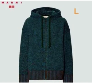 MARNI UNIQLO Knit Hoodie Blue Women Japan L (US-M) EX! - Picture 1 of 4
