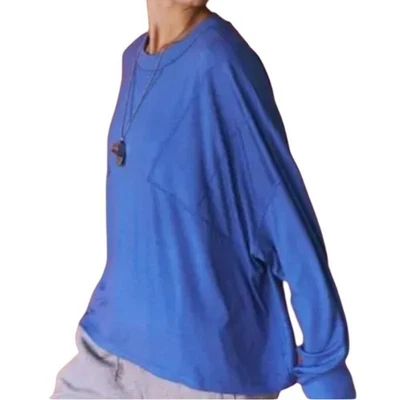 Top Free People Movement Runner Up azul manga larga calce relajado para mujer talla L Foto 1 de 4