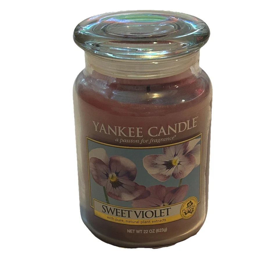 Tarro Yankee Candle Sweet Violet 22 OZ aroma raro retirado quemado una vez Foto 1 de 4