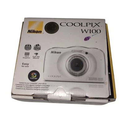 Nikon COOLPIX W100 Digital Camera - White Tested Working W/ Box - Image 1 of 4