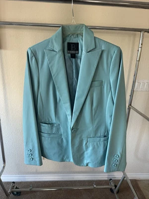 Chaqueta Bernardo de cuero azul para mujer Foto 1 de 3