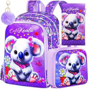 3PCS Backpack for Girls 16" Kids Koala Preschool Bookbag with Lunch Box,Cute ... - Picture 1 of 7
