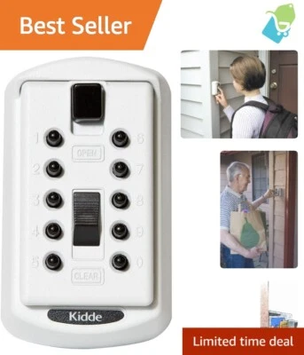 Permanent 2-Key Lock Box with Customizable Push Button Access - White Finish - Image 1 of 4