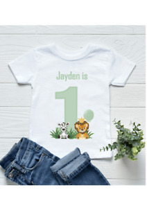 Personalised Boys Jungle Number 1st Birthday T-shirt, Cute First Birthday Outfit