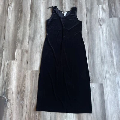 Vintage Ronni Nicole Size 12 Long Black Velvet Dress Sleeveless Maxi Witchy Goth - Image 1 of 4