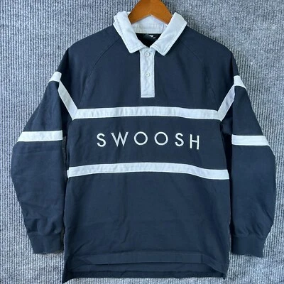 Camisa de Rugby Nike Swoosh De Colección Para Hombre Polo Mediano Manga Larga Negra Blanca Foto 1 de 4