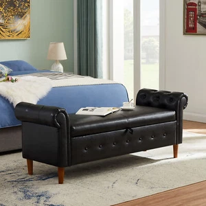 Gran sofá rectangular multipropósito negro para ahorrar espacio de almacenamiento - Imagen 1 de 9