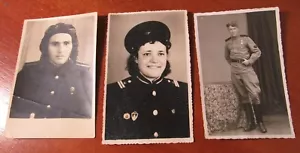 1950 TRE foto sovietiche originali di militari uomini e donne - Foto 1 di 2