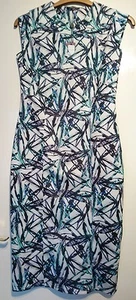 House of Fraser pied a terre drs palm tree print dress size 10 Bnwt Ivory blue - Picture 1 of 8