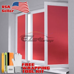 *48"x108" Red Frosted Film Glass Home Bathroom Window Security Privacy Sticker - Picture 1 of 5