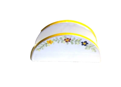 180331  Portatovaglioli in ceramica Sorrentina cm 16 x 8 x 6 disegno fiori - Immagine 1 di 4