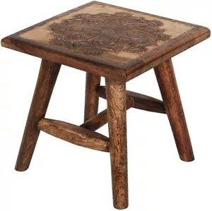 Something Different Natural Wooden Kids Hand Carved Mango Wood Wooden Stool 24cm - Picture 1 of 3