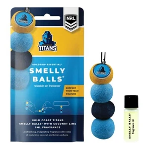 886016 GOLD COAST TITANS NRL ESSENTIAL SMELLY BALLS REUSABLE CAR AIR FRESHENER - Picture 1 of 1