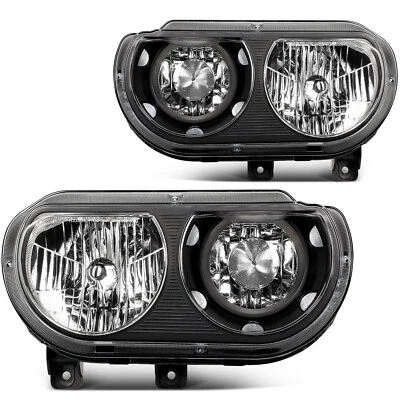 Black Housing Headlights Assembly For 2008-2014 Dodge Challenger Pair - Image 1 of 4