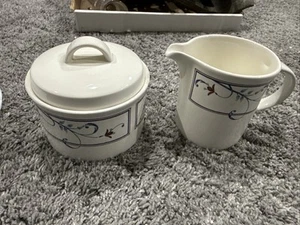 Mikasa Intaglio Annette Sugar Bowl with Lid & Creamer CAC20 - Picture 1 of 7