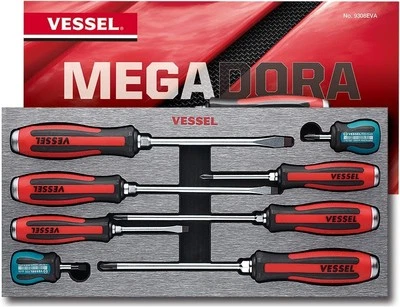 VESSEL MEGADORA Tang-Thru Screwdriver Set 8pcs. 9308EVA (EVA Foam set/Tang Thru) - Image 1 of 4