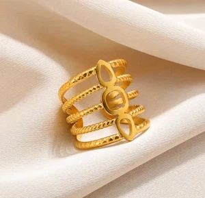 Königlicher Vintage Ring • Edelstahl • Gold Optik • Wasserfest • Verstellbar - Bild 1 von 1