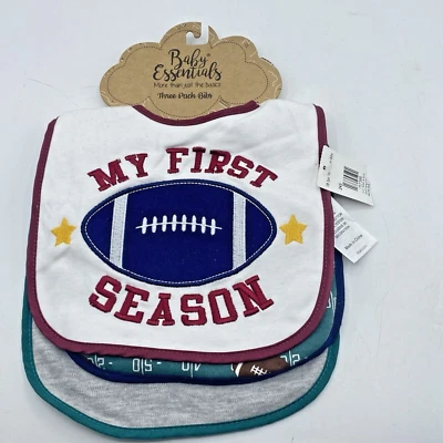 Pack de 3 baberos Baby Essentials mi primera temporada de fútbol Baby Crawl Walk Tackle Foto 1 de 4