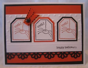 Handgefertigte HALLOWEEN KARTE Etiketten mit Spinnen EEK! Rohling innen Sie wählen wie viele - Bild 1 von 7
