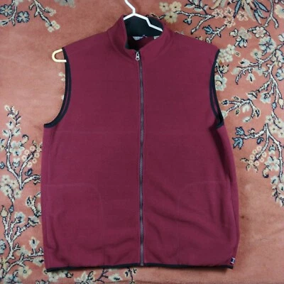 Colete IZOD masculino tamanho XL forrado de lã marrom zíper completo bolsos difusos caminhadas ao ar livre - Imagem 1 de 4