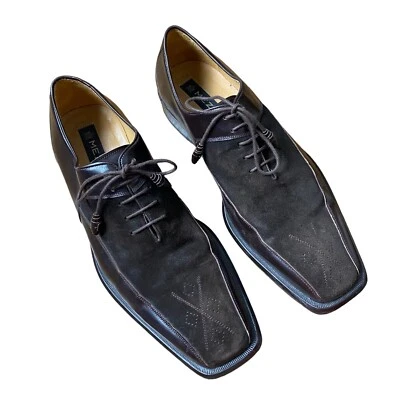 Zapatos Mezlan Para Hombres 10.5 M Redford Marrón Gamuza Cuero Puntera Cuadrada Vestido Oxford Foto 1 de 4