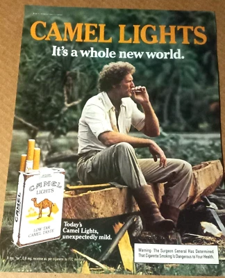 Página de anuncio impresa 1985 - Cigarrillos camel chico sexy bigote fumar publicidad antigua Foto 1 de 2