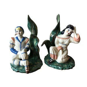 Pair Ceramic Arts Madison Pottery Figurines Fantasy Woodland Couple 1940s - Picture 1 of 11
