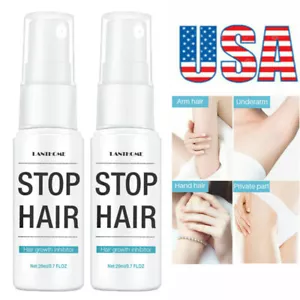 2Pcs Natural Permanent Hair Removal Spray Stop Hair Growth Inhibitor Remover - Picture 1 of 15