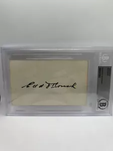Edd Roush Signed Index Card Beckett Auto - Picture 1 of 2