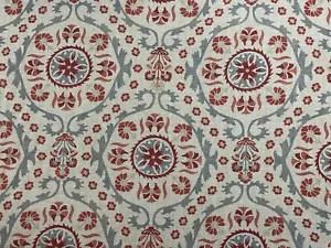 Prinya Tudor Rosa Tela Lino Rojo Azul 280cm Ancho Cortina Ciego Tapizado - Imagen 1 de 7