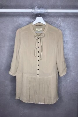 Burberry London Shirt Dress Beige Silk Size 12 UK 10 US - Image 1 of 4