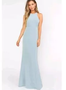 NUEVO CON ETIQUETAS MUMU Talla L Chicago Vestido Cuello Alto Plateado Salvia Elastizado Crepé Vestido - Imagen 1 de 7