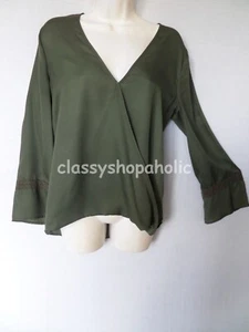 Missguided Khaki Wrap Style Top - Size 8 - Good Condition - Picture 1 of 6