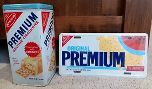 Neu Vintage Premium Crackers Nummernschild Nabisco Werbung und Vintage Metalldose - Bild 1 von 24