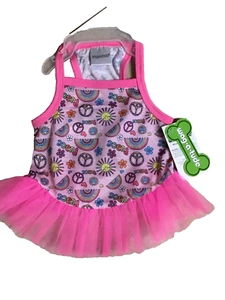 WAG-A-TUDE Rosa "PAZ-SOL-ARCO IRIS" VERANO Vestido Cachorro/Perro XSMALL - Imagen 1 de 1