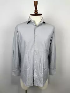 BALMAIN Paris Gray Long Sleeve Polka Dot 100% Cotton Button Down Men's Shirt M - Picture 1 of 23