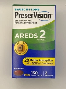 130ct PreserVision AREDS 2 cápsulas blandas de vitaminas y minerales para ojos, 130 unidades caducan 07/2026 - Imagen 1 de 5