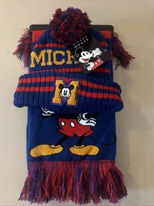 Disney Mickey Mouse Beanie Hat and Scarf Set New With Tag - Picture 1 of 7