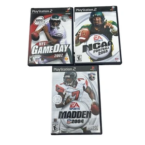 PS2 Sports game Lot of 3 MADDEN 2004 NCAA FOOTBALL NFL Game day 2002 Manual Box - Picture 1 of 7