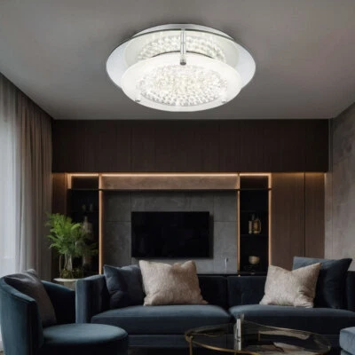 Lampada Da Soffitto Lampada Da Camera LED Lampada Da Corridoio Cristalli D 28 Cm - Immagine 1 di 4